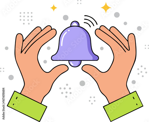 Hands Holding Notification Bell Symbolizing Alerts and Important Updates