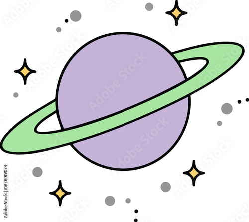 Saturn Planet Cosmic System Astronomy Space Icon Vector