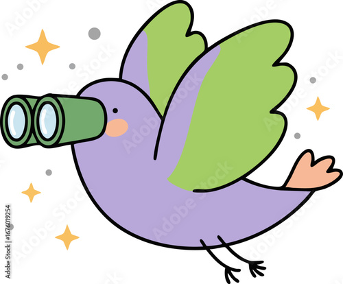 Bird Watching Binoculars Flying Bird Nature Observation Icon