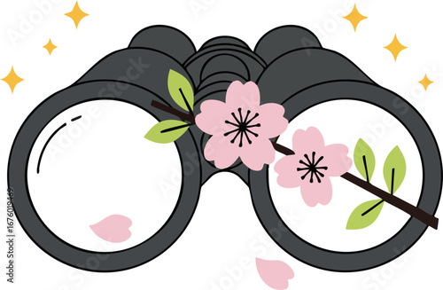 Spring Binoculars Cherry Blossom Floral Observation Icon