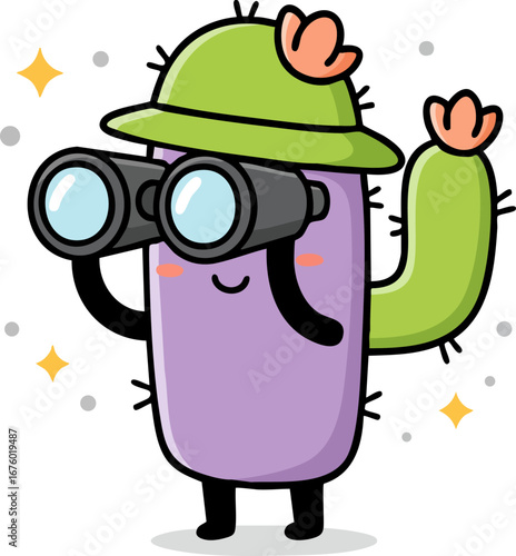 Cactus Explorer Binoculars Desert Plant Observation Icon
