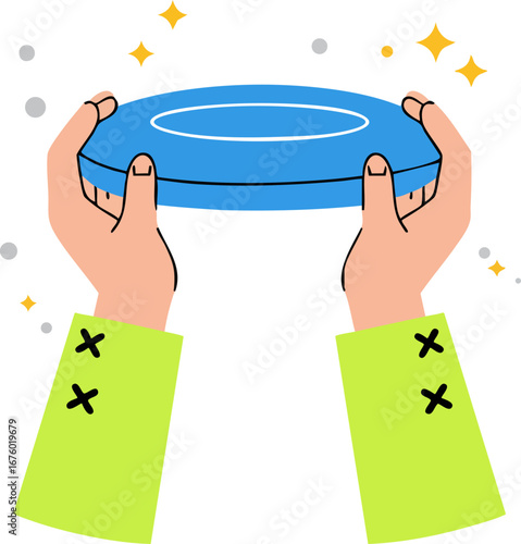 Hands Holding Frisbee Disc Outdoor Game Sport Vector