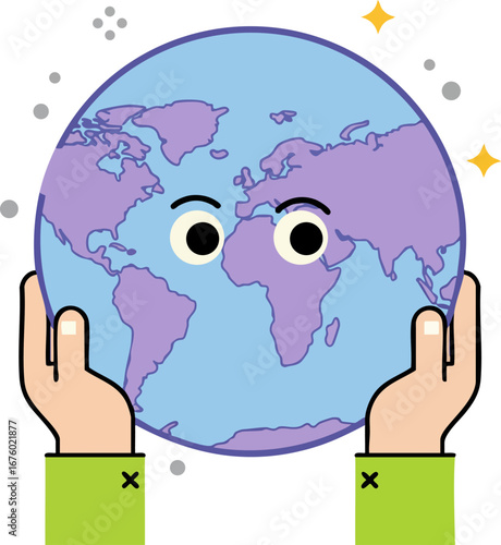 Hands Holding Earth Globe with Concerned Eyes Environmental Care