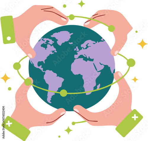 Hands holding the Earth globe for global business connection