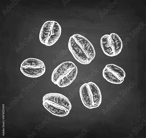 Coffee beans chalk sketch.