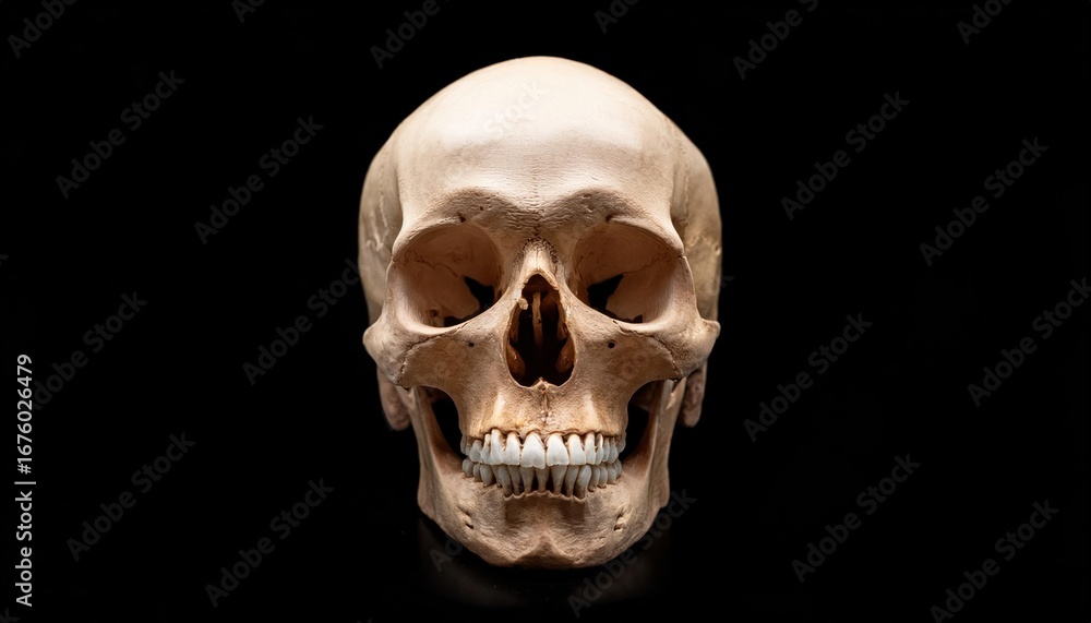 Fototapeta premium Golden Human Skull Isolated on Black Background Elegant and Striking