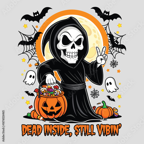 Spooky Pumpkin Night – Halloween Party T-Shirt and Wishing Card Design.