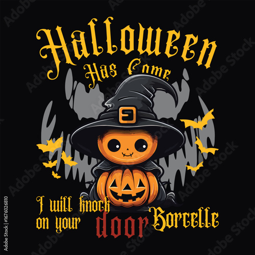 Spooky Pumpkin Night – Halloween Party T-Shirt and Wishing Card Design.