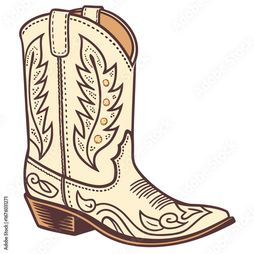 Classic western cowboy boot with decorative stitching and studs
