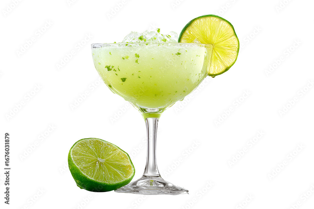 Fototapeta premium Refreshing Lime Margarita Cocktail in a Coupe Glass