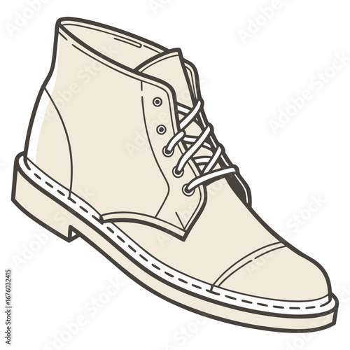 Simple illustration of a classic beige desert boot with laces on a white background