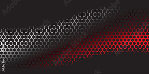 Abstract Vector Hexagon Shape Geometric Retrowave Technology Sci-Fi Texture Isolated on Light Background. Simple Retro Hexagonal Pattern Halftone. Black And White Hexagon Technology Wallpaper