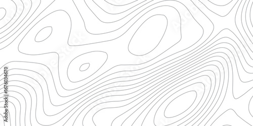 White contour line seamless pattern on black, abstract stylized mountain relief, detailed topographic map with geographic elevation, texture, and paper-like background