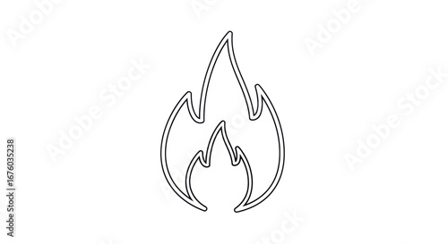 Simple black and white line art icon of a fire flame symbol.