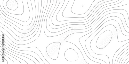 Black seamless pattern with white topographic lines, stylized abstract mountain relief, geographic map elevations, contour detail, and paper-textured background effect.
