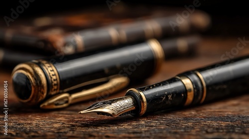 Gavel resting beside ink pen representing signing authority, court ruling symbolism, legal profession tools, and judicial process visual used in law firm settings