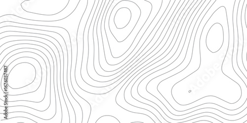 Abstract seamless topographic design, black background with white contour lines representing stylized mountain heights, geographic map elevations, and subtle textured