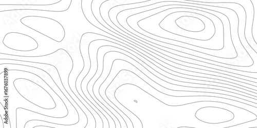 Seamless black and white topographic map pattern, abstract mountain relief with white contour lines, stylized elevations, geographic detail, and paper-like textured