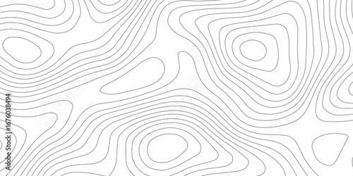 Stylized abstract geographic contour pattern, white topographic lines on black, seamless mountain elevation map design with textured paper effect and intricate height