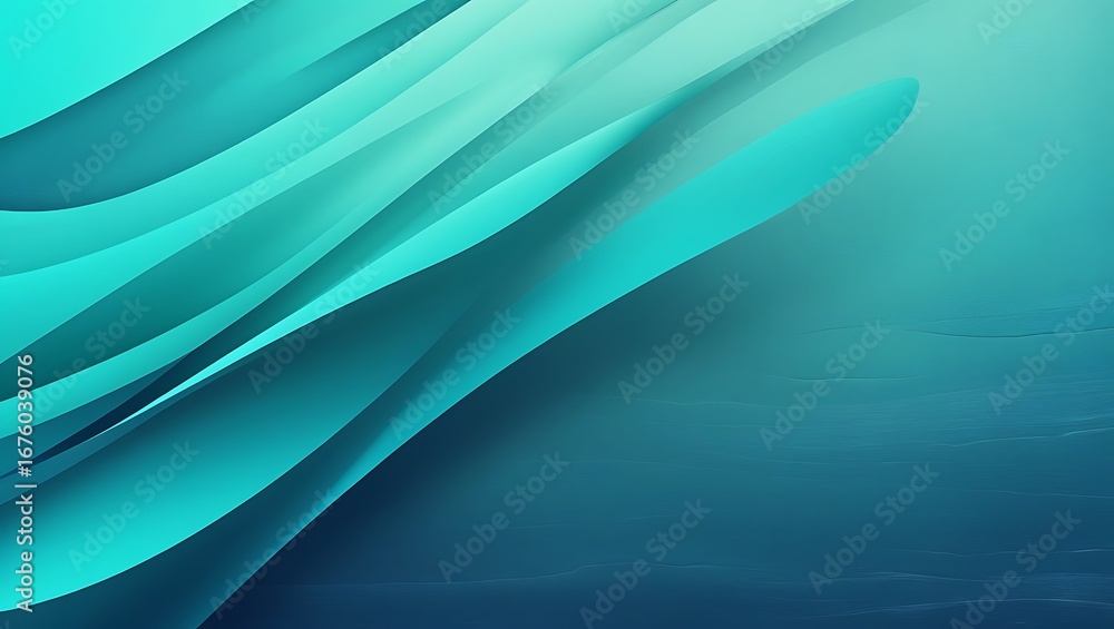 Fototapeta premium Abstract turquoise and teal color gradient background with smooth and elegant wavy lines