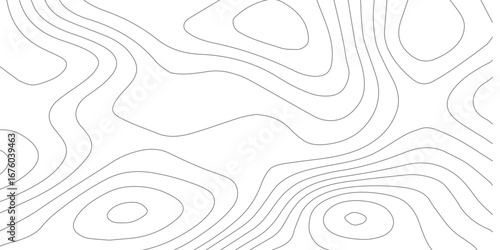 Stylized mountain topography seamless background with white contour lines, black abstract pattern highlighting geographic elevations and textured map paper effect.