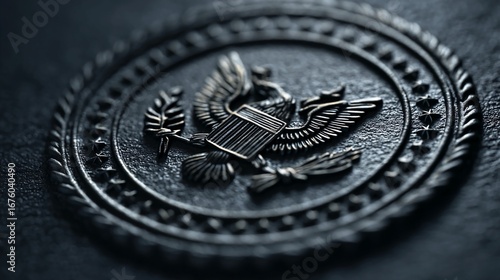 Government policy regulation enforcement badge depicting official seal, legal authority symbol, regulatory compliance mark, public sector approval, and law enforcement certification icon