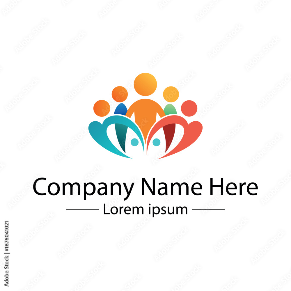 Obraz premium Minimalist Family Logo – Abstract Parents and Child Vector Design