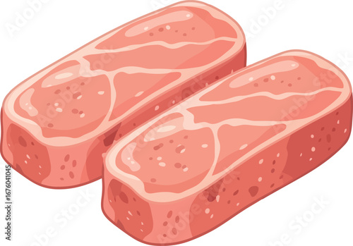 Fresh raw pork chops cut ready for grilling or cooking delicious meat cuts for culinary use vector