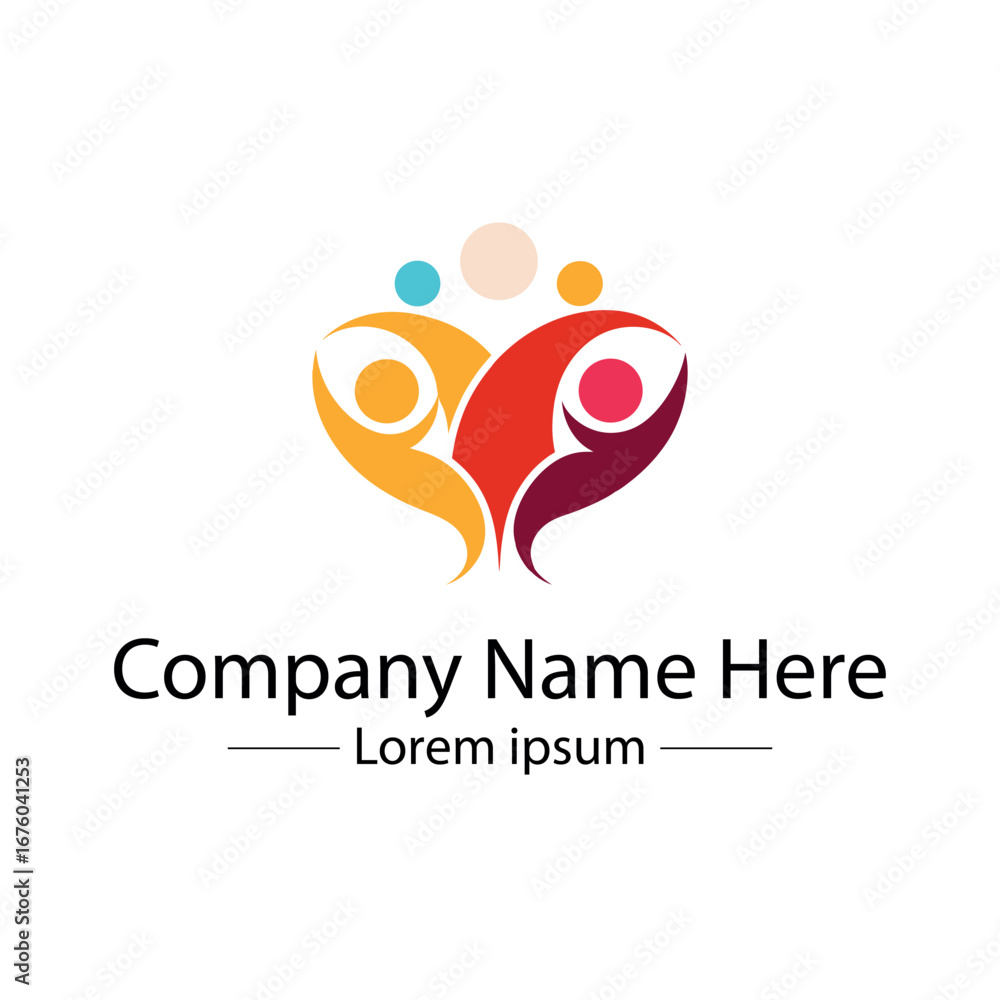 Fototapeta premium Minimalist Family Logo – Abstract Parents and Child Vector Design