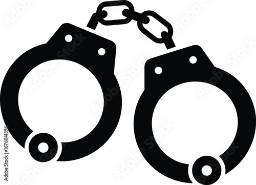 Handcuffs Icon Black Silhouette, Serious, Crime, Justice Symbol