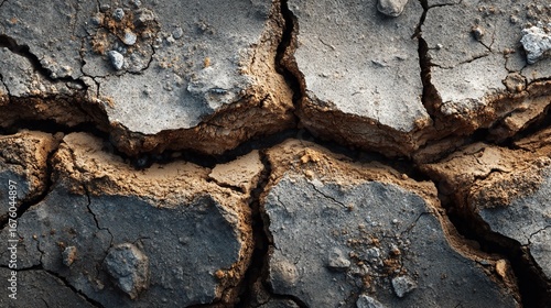 High contrast photo of cracked soil with sunken lines and dry patterns symbolizing drought climate conditions or environmental crisis textures for awareness campaigns