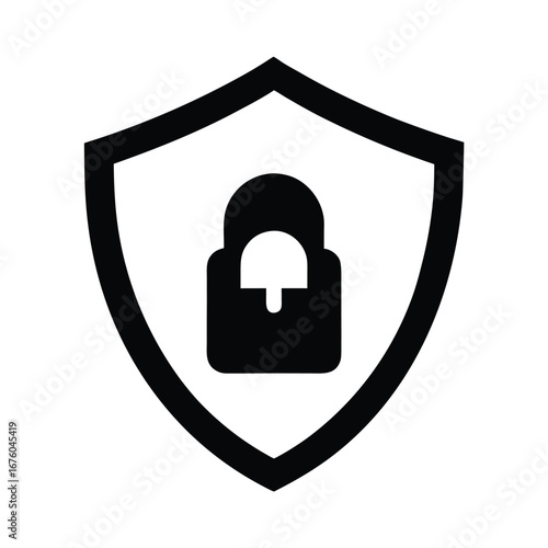 Secure Shield with Padlock Icon Representing Cyber Security and Data Protection with a Clean and Minimalist Design for Websites and Apps