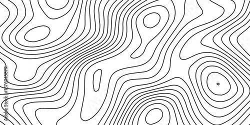 White luxury topographic lines map background with abstract contour curves, modern technology wave design, seamless geography grid vector illustration