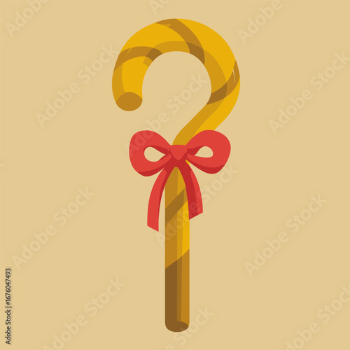 Christmas Candy Cane with Red Bow