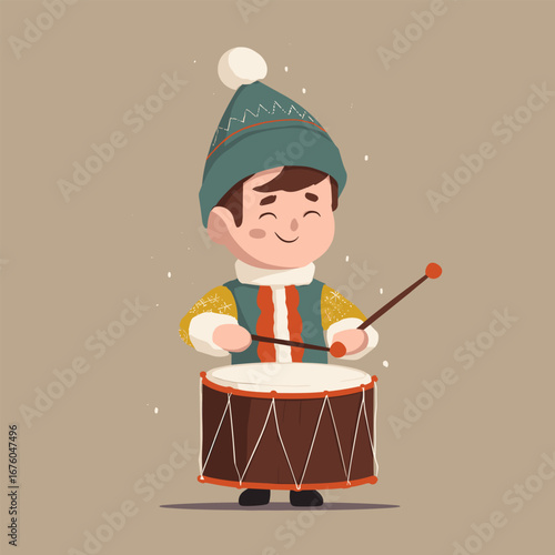 Little Drummer Boy Christmas Illustration