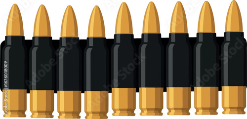 Assault rifle ammunition belt military combat firearm rounds warfare strategy vector