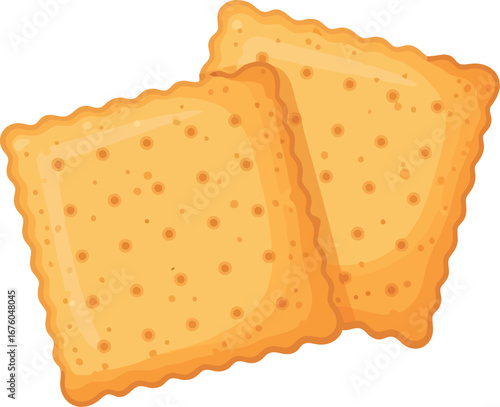 Golden square crackers healthy snack appetizer delicious baked wheat biscuits vector