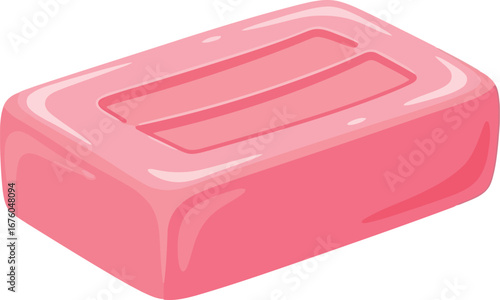 Handmade pink soap bar smooth shiny texture for skincare and hygiene vector