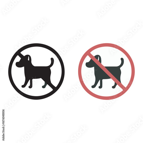 flat no dog sign isolated silhouette vector illustration on white background