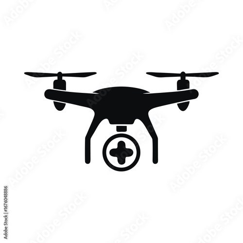 Quadcopter Drone Silhouette – Vector Illustration for Technology and Aerial Concepts