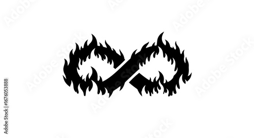 Infinity Symbol with Fiery Flames Design.
