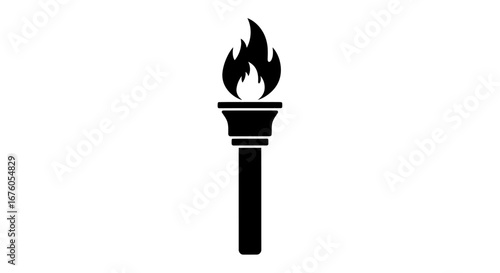 Simple black silhouette icon of a burning torch with flame.