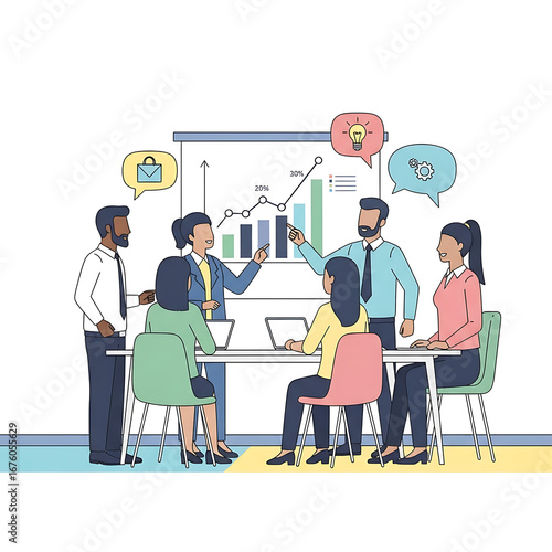 Group of business people having a meeting in the office to discuss a new project