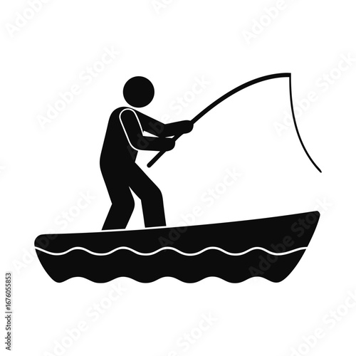 A Man Fishing: A simple silhouette illustration depicts a person engaged in fishing activity, capturing the essence of leisure and sport