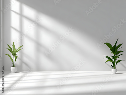 Minimalist 3D Room Background with Plants