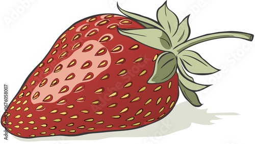 realistic strawberry fruit illustration red fresh healthy food natural botanical design art isolated on white background.