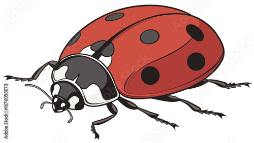 ladybug insect illustration red beetle nature garden bug educational children design isolated on white background.