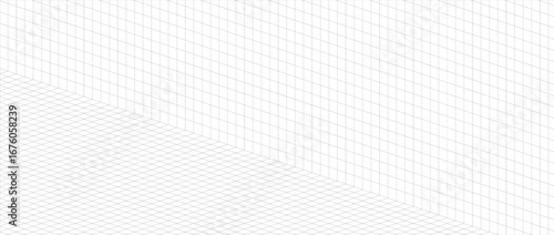 Abstract isometric grid wall and floor with 3D perspective lines. Clean minimal design, perfect for digital, architecture, tech, and modern visual presentations.