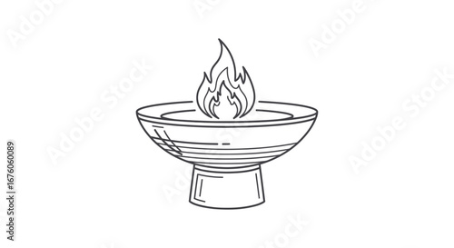 Outline Drawing of a Lit Ceremonial Bowl.