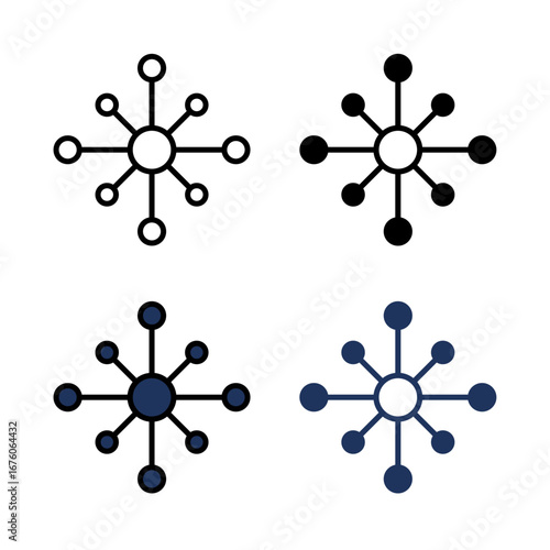 Network Nodes icon . in stroke, black and colored vectors collection isolated on white background.